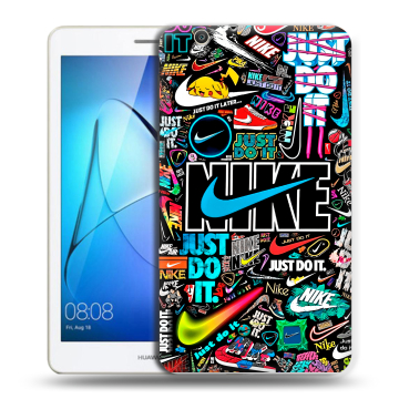 Силиконовый чехол на Huawei MediaPad T3 7 3G с принтом найк nike черный