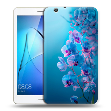 Силиконовый чехол на Huawei MediaPad T3 7 3G с принтом голубые орхидеи