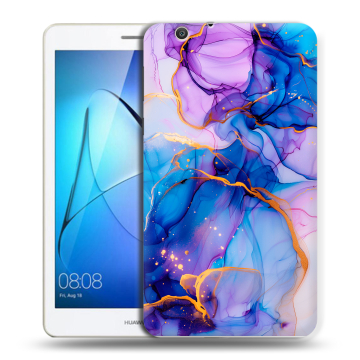 Силиконовый чехол на Huawei MediaPad T3 7 3G с принтом синий мрамор