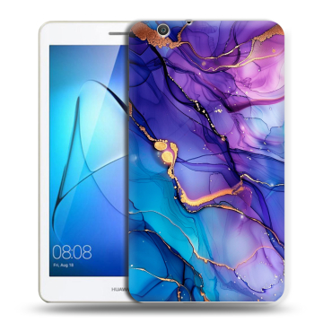 Силиконовый чехол на Huawei MediaPad T3 7 3G с принтом синий мрамор