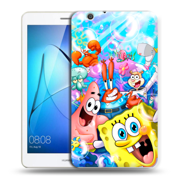 Силиконовый чехол на Huawei MediaPad T3 7 3G с принтом спанчбоб спанч боб
