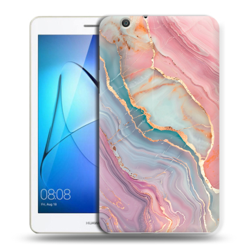 Силиконовый чехол на Huawei MediaPad T3 7 3G с принтом розовый мрамор