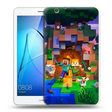Силиконовый чехол на Huawei MediaPad T3 7 3G с принтом Майнкрафт Minecraft