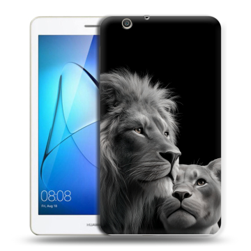 Силиконовый чехол на Huawei MediaPad T3 7 3G с принтом Лев кошки