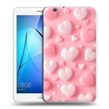 Силиконовый чехол на Huawei MediaPad T3 7 3G с принтом Сердечки