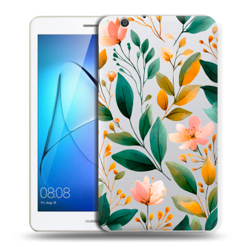 Силиконовый чехол на Huawei MediaPad T3 7 3G с принтом Цветы паттерн