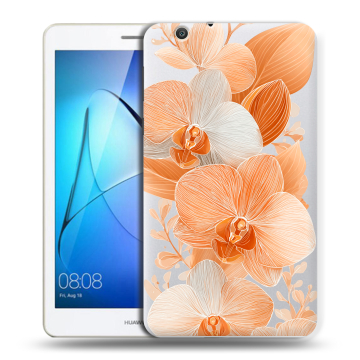 Силиконовый чехол на Huawei MediaPad T3 7 3G с принтом Бежевые цветы