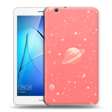 Силиконовый чехол на Huawei MediaPad T3 7 3G с принтом Розовый космос
