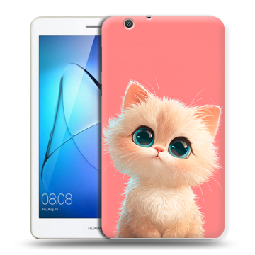 Силиконовый чехол на Huawei MediaPad T3 7 3G с принтом Розовый котенок