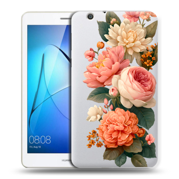 Силиконовый чехол на Huawei MediaPad T3 7 3G с принтом цветы