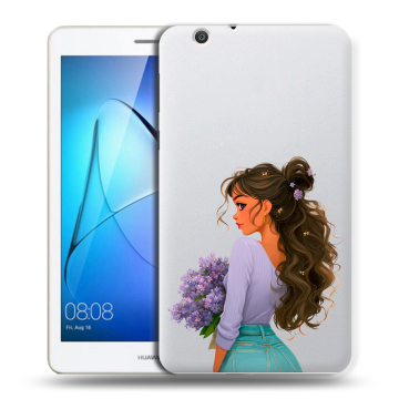 Силиконовый чехол на Huawei MediaPad T3 7 3G с принтом девушка цветы