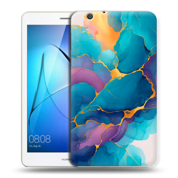 Силиконовый чехол на Huawei MediaPad T3 7 3G с принтом Мрамор блестки