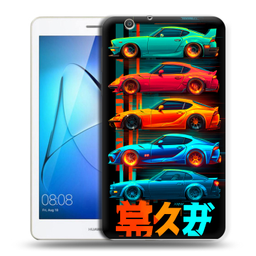 Силиконовый чехол на Huawei MediaPad T3 7 3G с принтом машины тачки