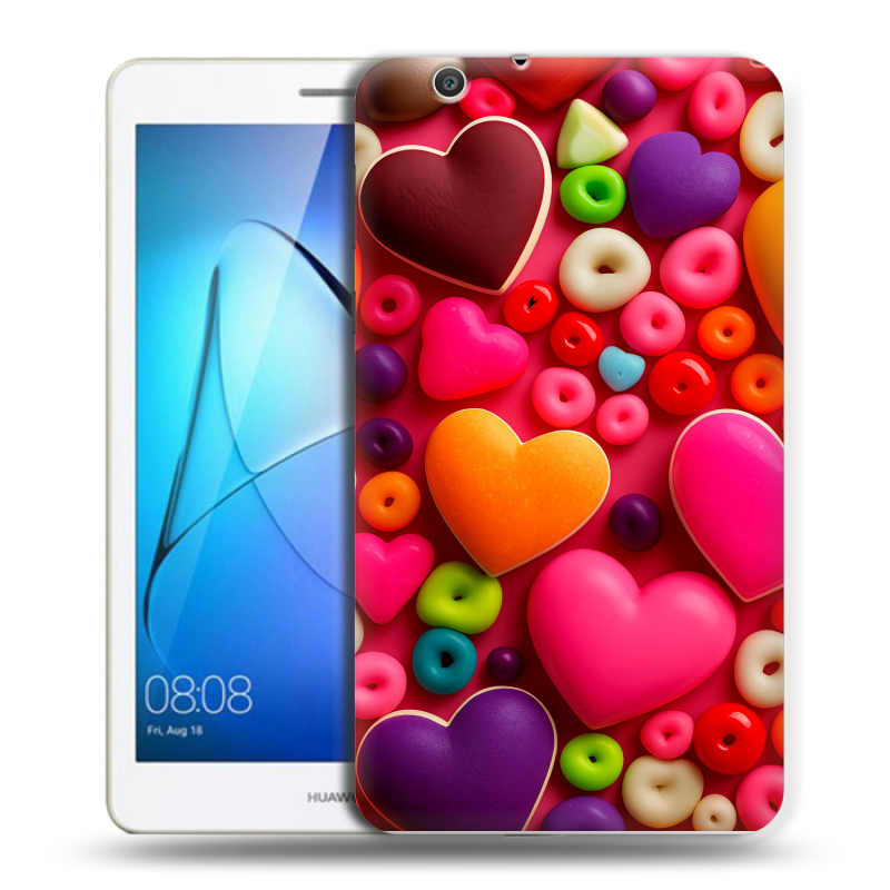 Силиконовый чехол на Huawei MediaPad T3 7 3G с принтом Сердечки Силиконовый чехол на Huawei MediaPad T3 7 3G с принтом Сердечки