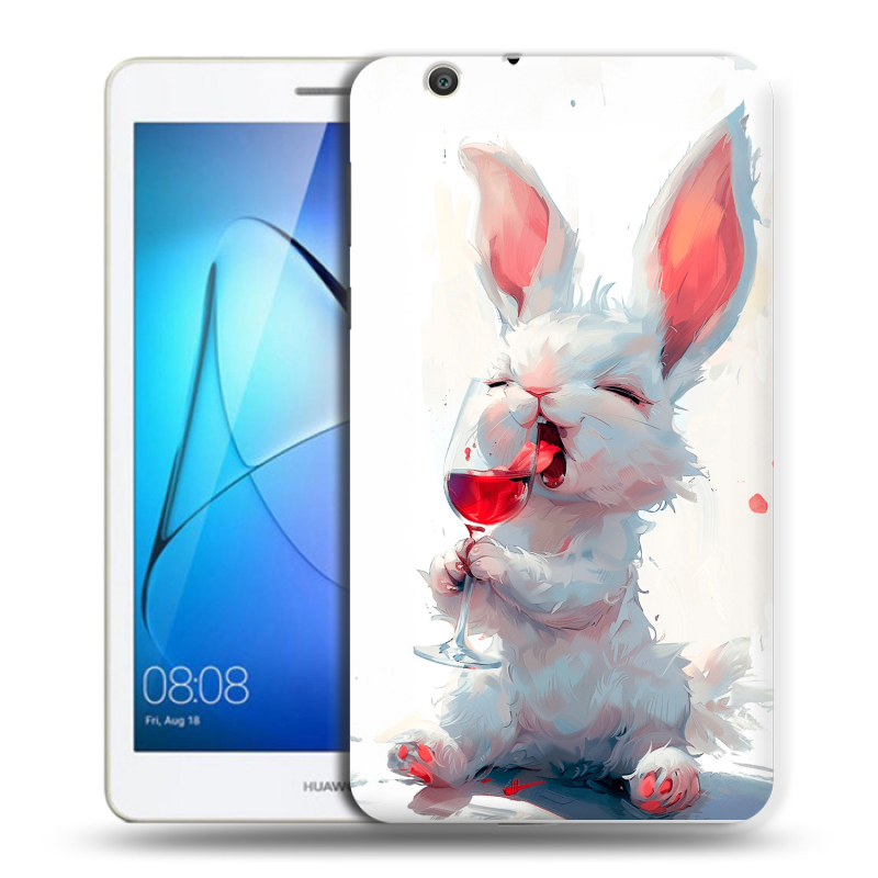 Силиконовый чехол на Huawei MediaPad T3 7 3G с принтом кролик зайчик Силиконовый чехол на Huawei MediaPad T3 7 3G с принтом кролик зайчик