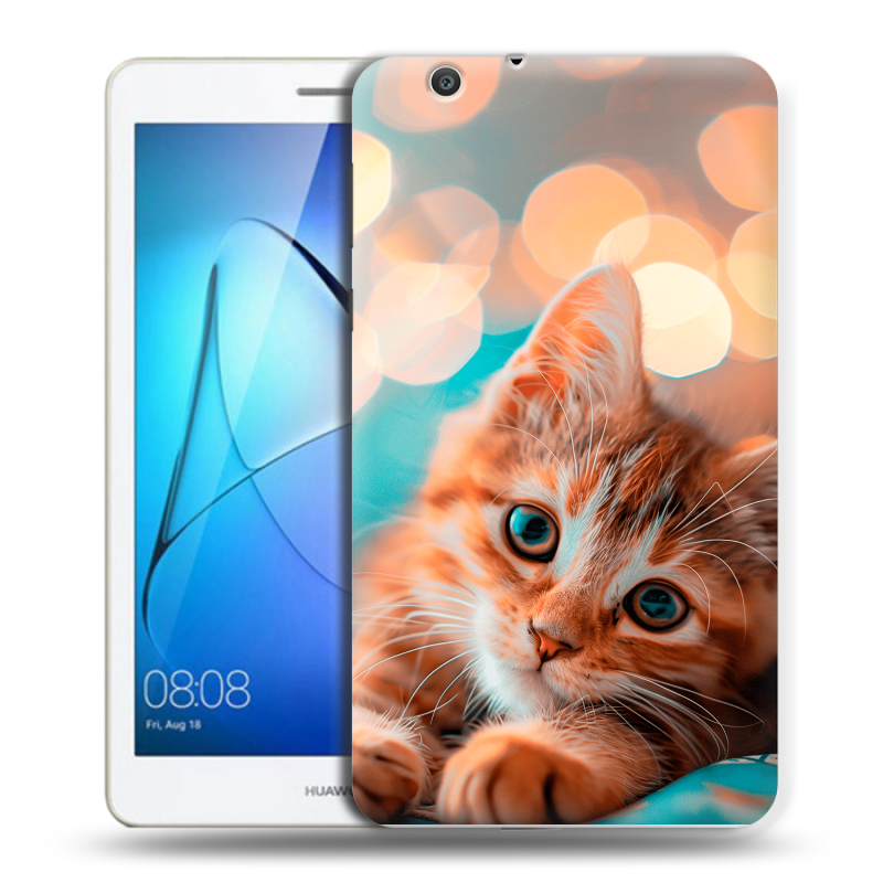 Силиконовый чехол на Huawei MediaPad T3 7 3G с принтом котик Силиконовый чехол на Huawei MediaPad T3 7 3G с принтом котик