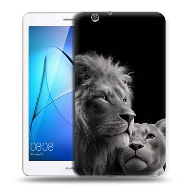 Силиконовый чехол на Huawei MediaPad T3 7 3G с принтом Лев кошки Силиконовый чехол на Huawei MediaPad T3 7 3G с принтом Лев кошки