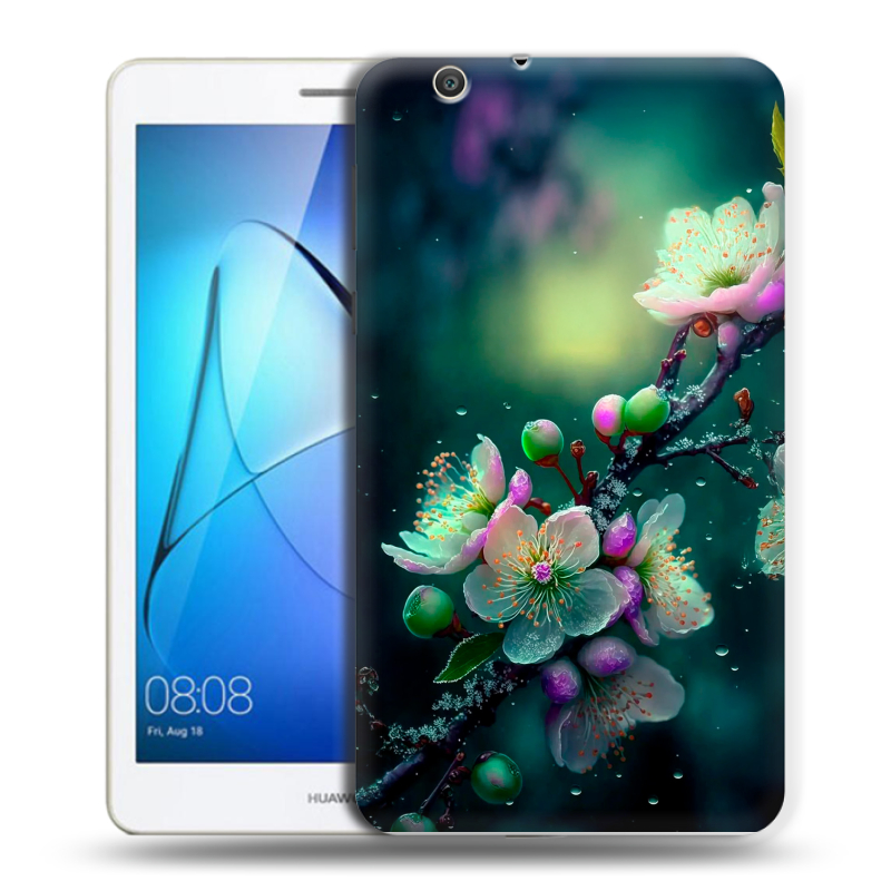 Силиконовый чехол на Huawei MediaPad T3 7 3G с принтом Цветы и мрамор Силиконовый чехол на Huawei MediaPad T3 7 3G с принтом Цветы и мрамор