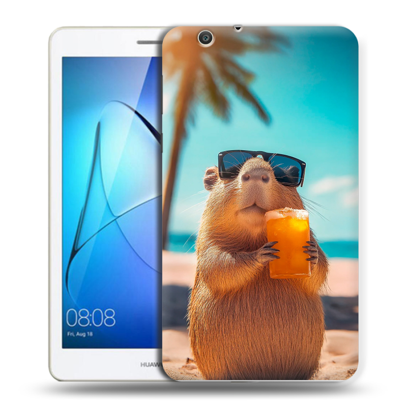 Силиконовый чехол на Huawei MediaPad T3 7 3G с принтом Капибара Силиконовый чехол на Huawei MediaPad T3 7 3G с принтом Капибара