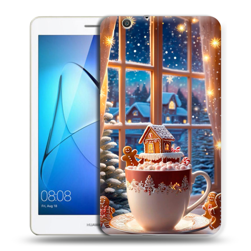 Силиконовый чехол на Huawei MediaPad T3 7 3G с принтом Новый год Силиконовый чехол на Huawei MediaPad T3 7 3G с принтом Новый год