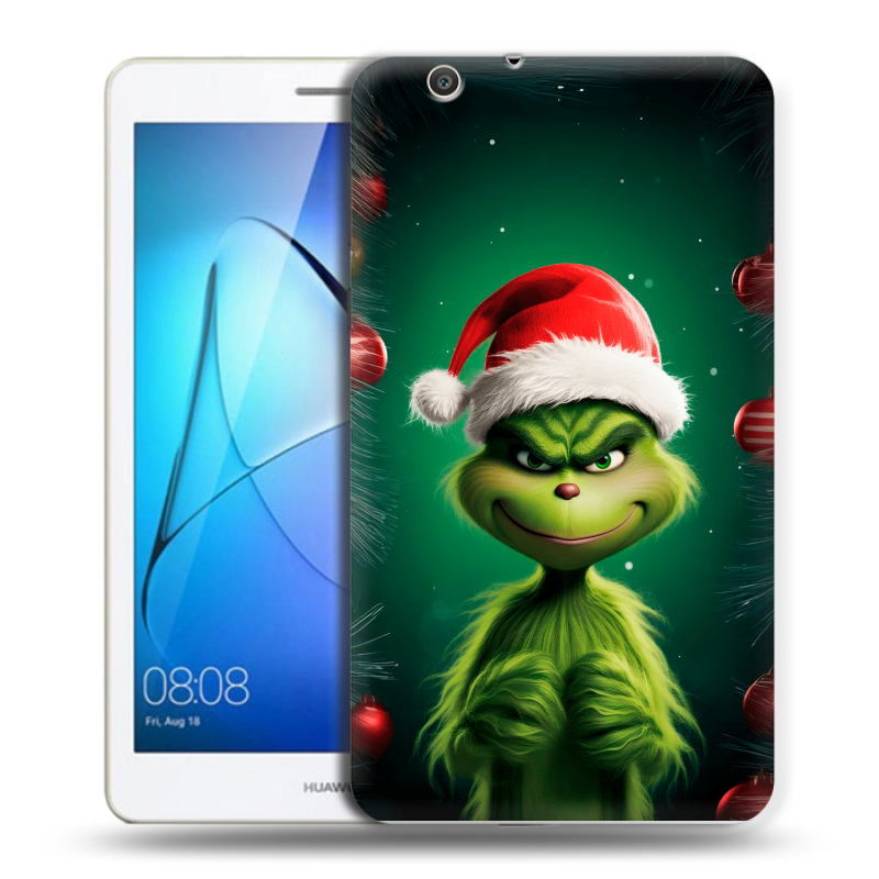 Силиконовый чехол на Huawei MediaPad T3 7 3G с принтом Гринч Новый год Рождество Силиконовый чехол на Huawei MediaPad T3 7 3G с принтом Гринч Новый год Рождество