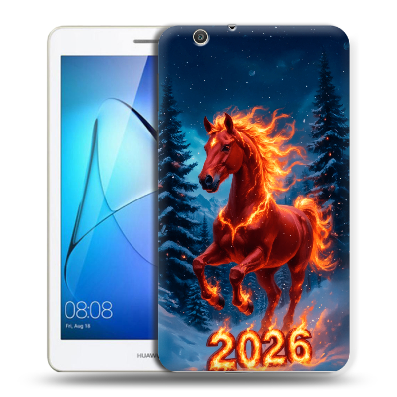 Силиконовый чехол на Huawei MediaPad T3 7 3G с принтом Новый год коня Силиконовый чехол на Huawei MediaPad T3 7 3G с принтом Новый год коня