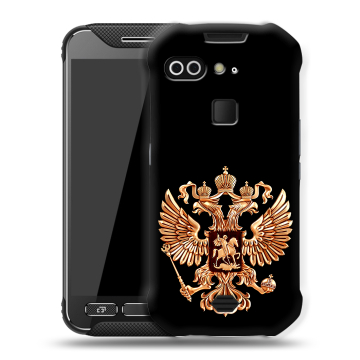 Силиконовый чехол на AGM X2 с принтом Герб России золотой