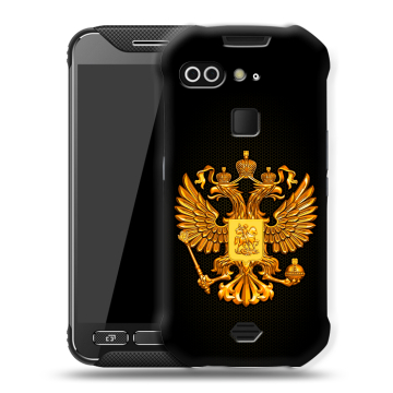 Силиконовый чехол на AGM X2 с принтом Герб России желтый