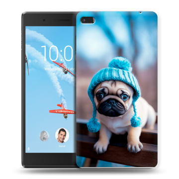 Силиконовый чехол на Lenovo Tab 4 7 с принтом Мопс в шапке
