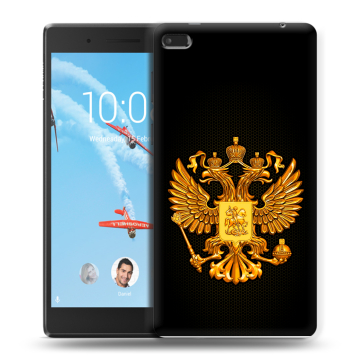 Силиконовый чехол на Lenovo Tab 4 7 с принтом Герб России желтый