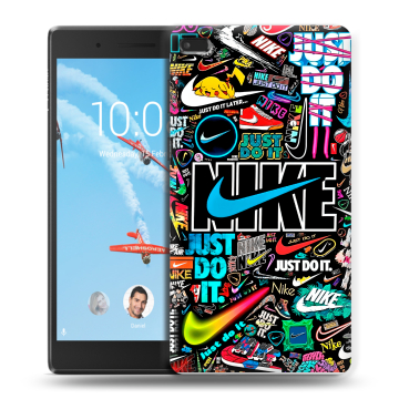 Силиконовый чехол на Lenovo Tab 4 7 с принтом найк nike черный Силиконовый чехол на Lenovo Tab 4 7 с принтом найк nike черный
