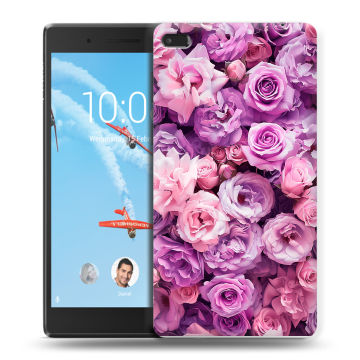 Силиконовый чехол на Lenovo Tab 4 7 с принтом лавандовые розы Силиконовый чехол на Lenovo Tab 4 7 с принтом лавандовые розы