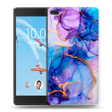 Силиконовый чехол на Lenovo Tab 4 7 с принтом синий мрамор