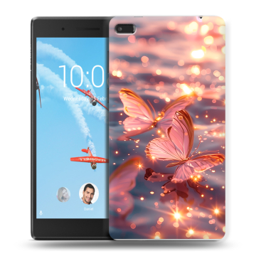 Силиконовый чехол на Lenovo Tab 4 7 с принтом бабочки розовые