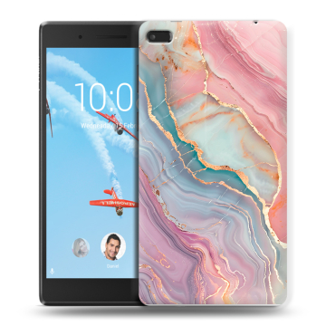 Силиконовый чехол на Lenovo Tab 4 7 с принтом розовый мрамор