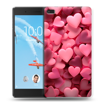 Силиконовый чехол на Lenovo Tab 4 7 с принтом розовые сердечки