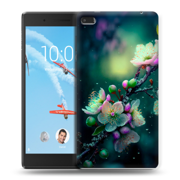 Силиконовый чехол на Lenovo Tab 4 7 с принтом Цветы и мрамор