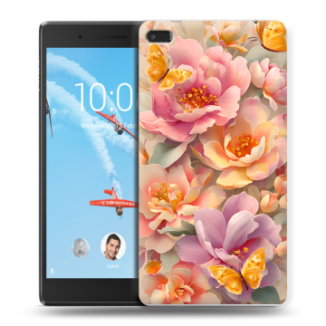 Силиконовый чехол на Lenovo Tab 4 7 с принтом Цветы и бабочки