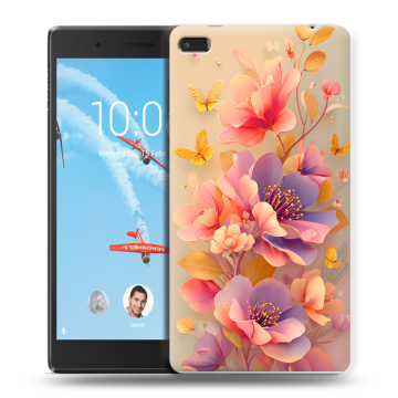 Силиконовый чехол на Lenovo Tab 4 7 с принтом Цветы и бабочки
