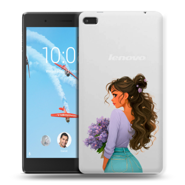 Силиконовый чехол на Lenovo Tab 4 7 с принтом девушка цветы