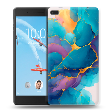 Силиконовый чехол на Lenovo Tab 4 7 с принтом Мрамор блестки