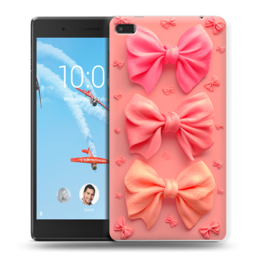 Силиконовый чехол на Lenovo Tab 4 7 с принтом Розовые бантики