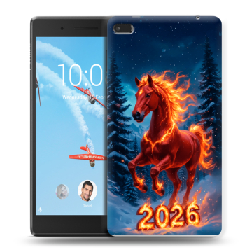 Силиконовый чехол на Lenovo Tab 4 7 с принтом Новый год коня Силиконовый чехол на Lenovo Tab 4 7 с принтом Новый год коня