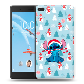 Силиконовый чехол на Lenovo Tab 4 7 с принтом Стич Новый год