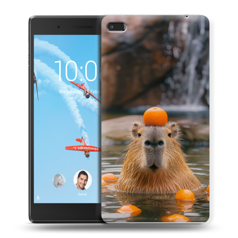 Силиконовый чехол на Lenovo Tab 4 7 с принтом Капибара с апельсином Силиконовый чехол на Lenovo Tab 4 7 с принтом Капибара с апельсином