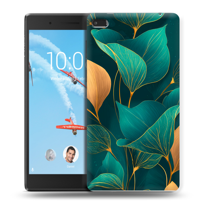 Силиконовый чехол на Lenovo Tab 4 7 с принтом Листья и золото Силиконовый чехол на Lenovo Tab 4 7 с принтом Листья и золото
