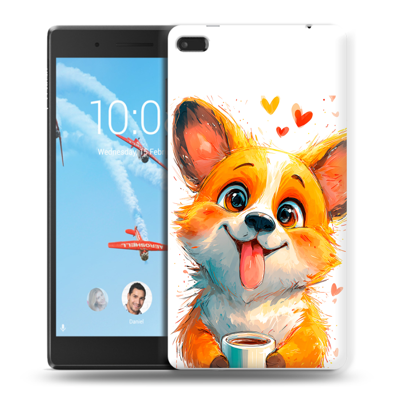Силиконовый чехол на Lenovo Tab 4 7 с принтом корги Силиконовый чехол на Lenovo Tab 4 7 с принтом корги