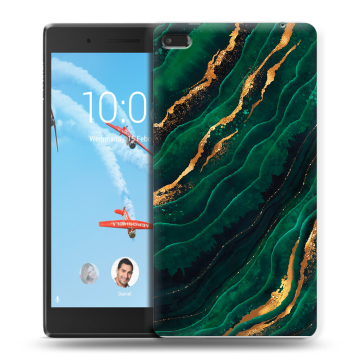 Силиконовый чехол на планшета Lenovo Tab 4 7 Essential с принтом Мрамор зеленое золото Силиконовый чехол на планшета Lenovo Tab 4 7 Essential с принтом Мрамор зеленое золото
