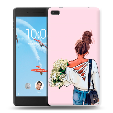 Силиконовый чехол на планшета Lenovo Tab 4 7 Essential с принтом Девушка и букет Силиконовый чехол на планшета Lenovo Tab 4 7 Essential с принтом Девушка и букет