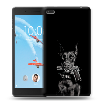 Силиконовый чехол на планшета Lenovo Tab 4 7 Essential с принтом Доберман и пистолет Силиконовый чехол на планшета Lenovo Tab 4 7 Essential с принтом Доберман и пистолет